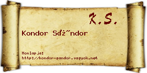 Kondor Sándor névjegykártya