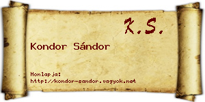Kondor Sándor névjegykártya